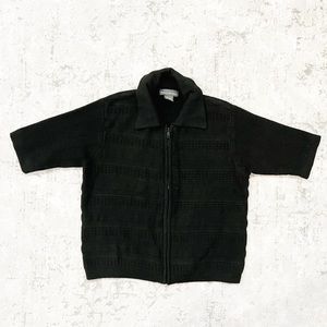 Banana Republic | Black textured zip-up crop sweater